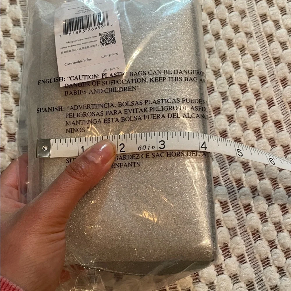 NWT Kate Spade Shimmy Glitter Small Cosmetic Case (Lunar Light Silver)